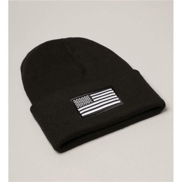Men’s US American Flag Embroidered Folded Cuff Skull Beanie Cap Comfortable - Picture 4 of 4